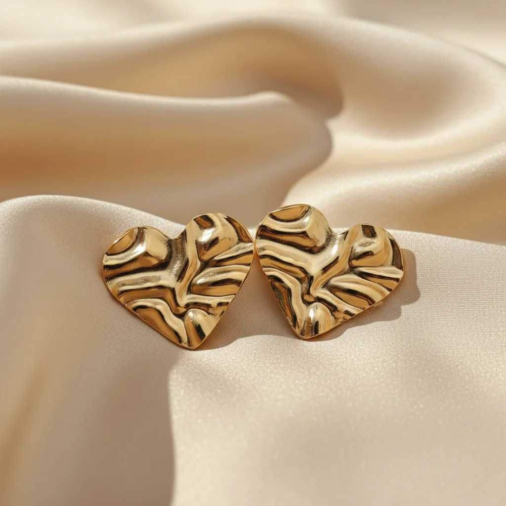 Aura Crumpled Heart Stud Earrings