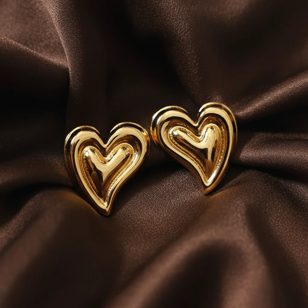 Puffed Heart Sculptural Studs