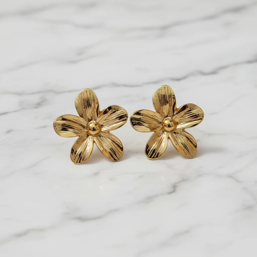 Gilded Petal Bloom Textured Studs