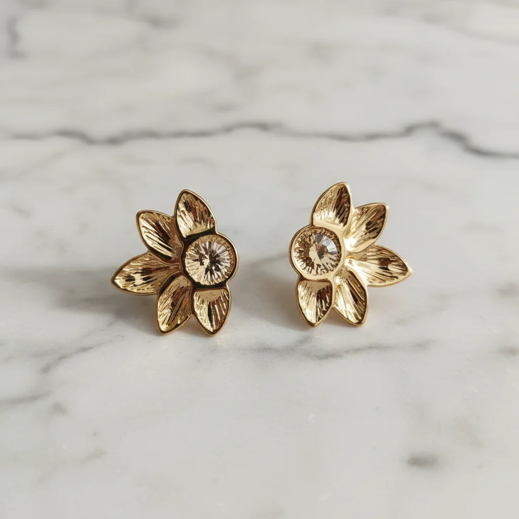 ATER-014 Floral Crystal Stud Earrings