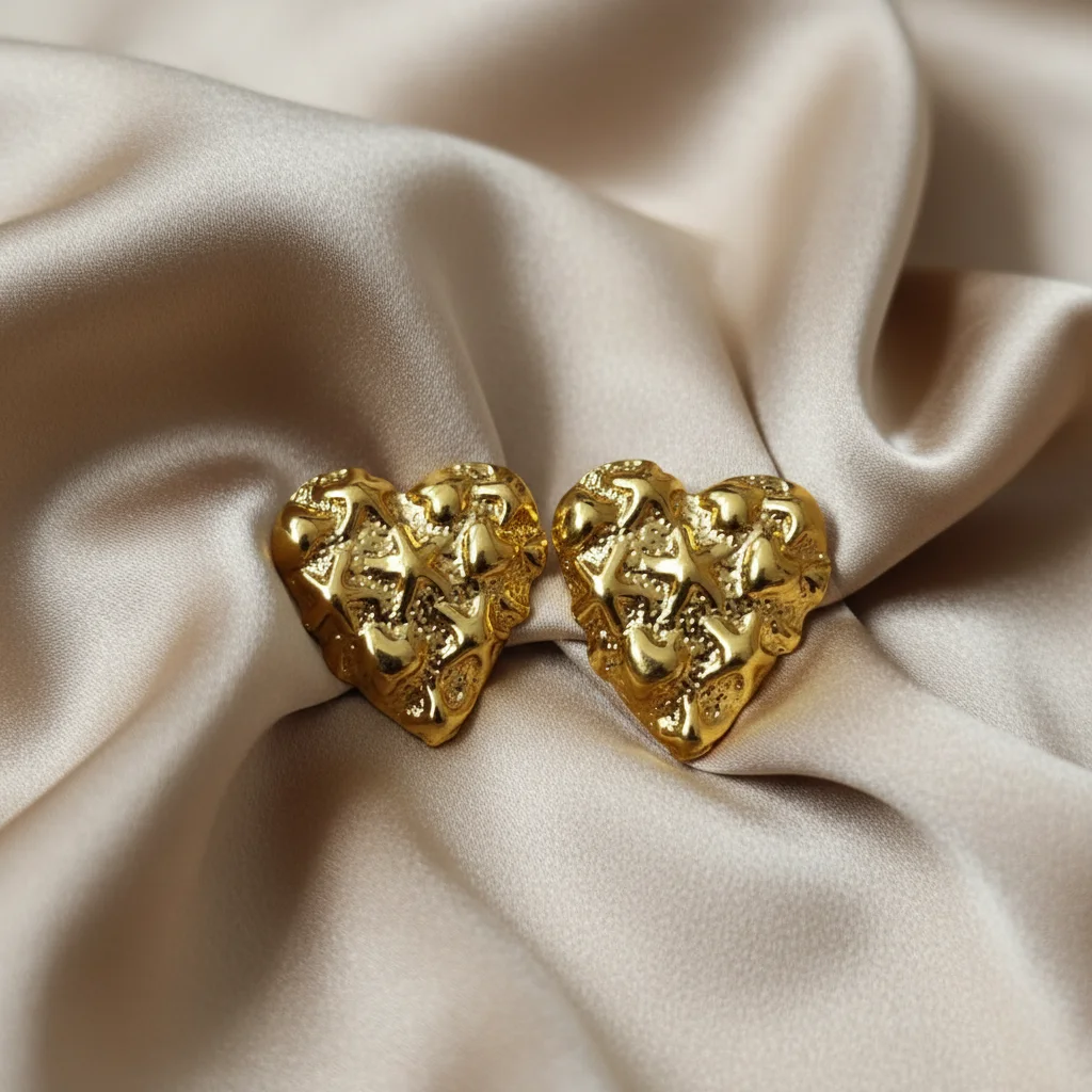 Aurelia Hammered Heart Statement Earrings