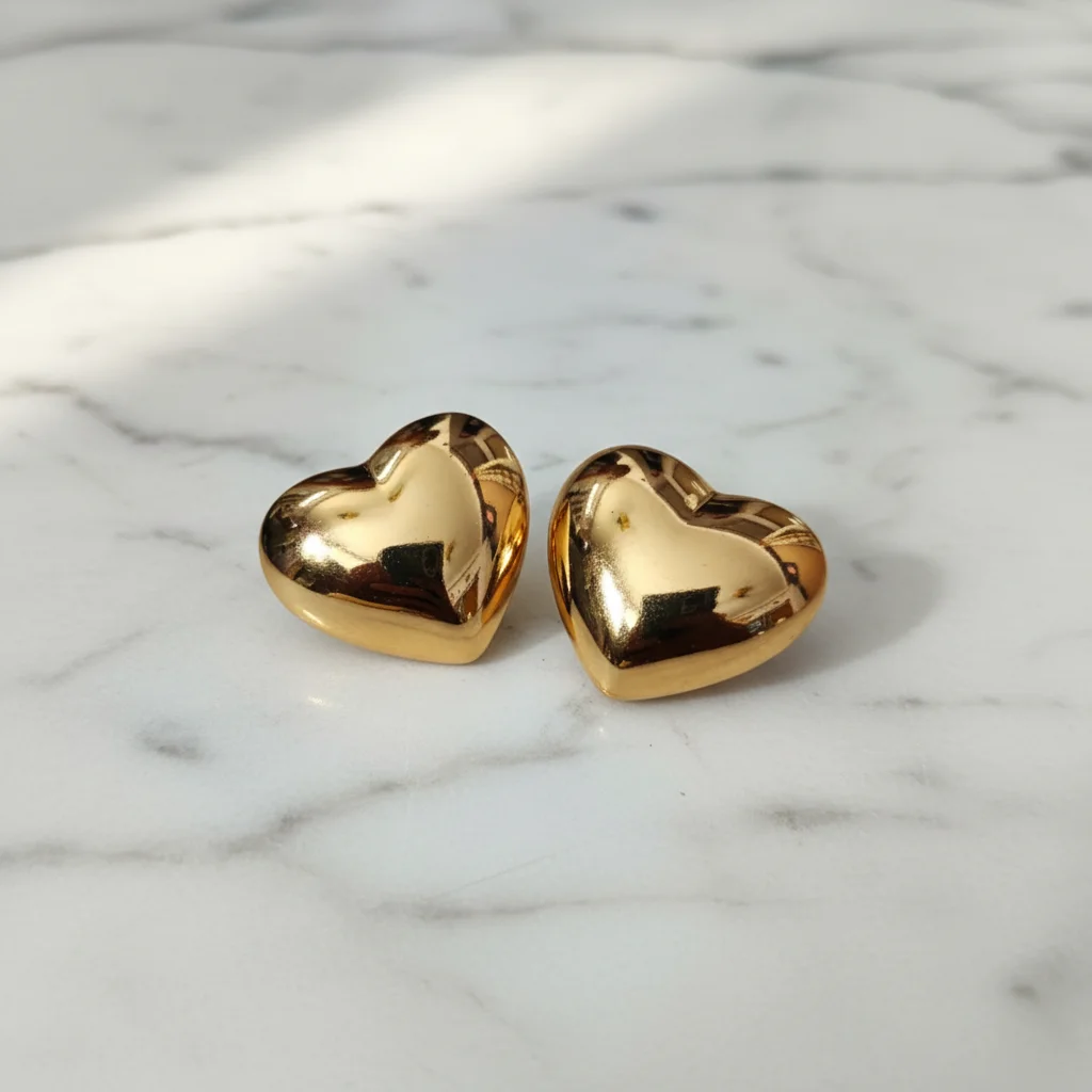Chunky Gold Heart Studs