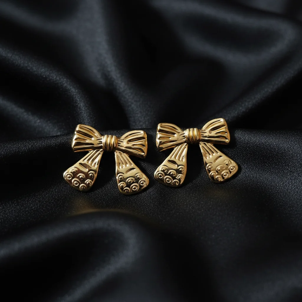 Vintage Bow Textured Stud Earrings