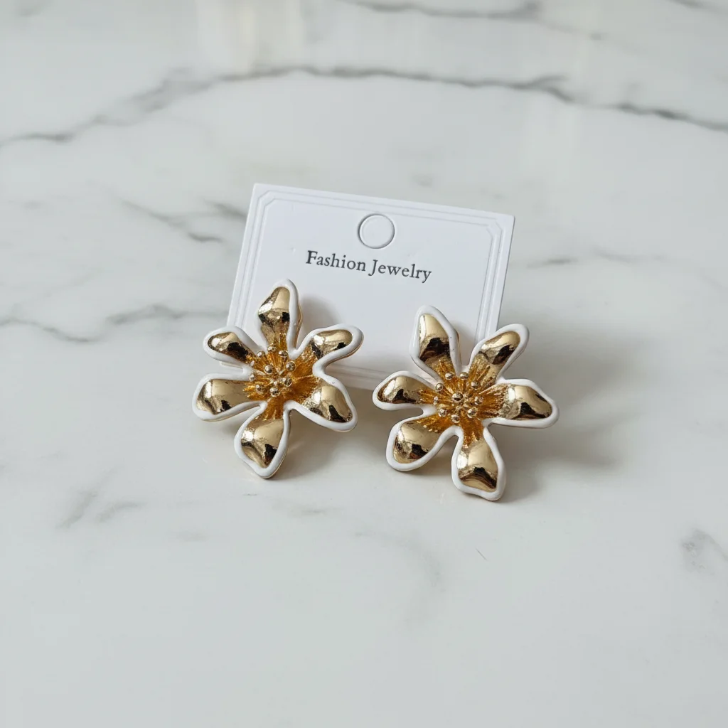 Modern Floral Enamel Stud Earrings