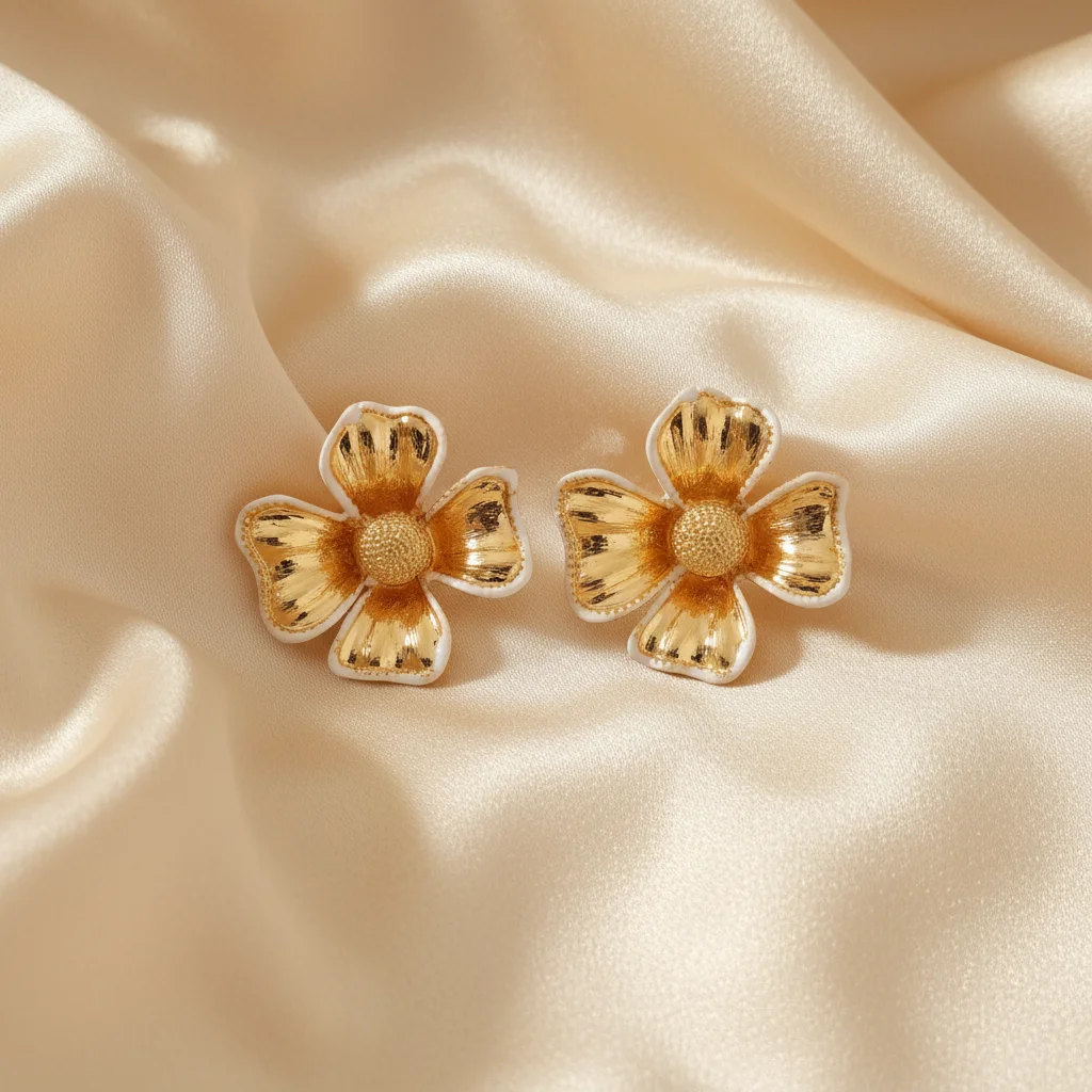 Blossom Petal Gold & Enamel Studs