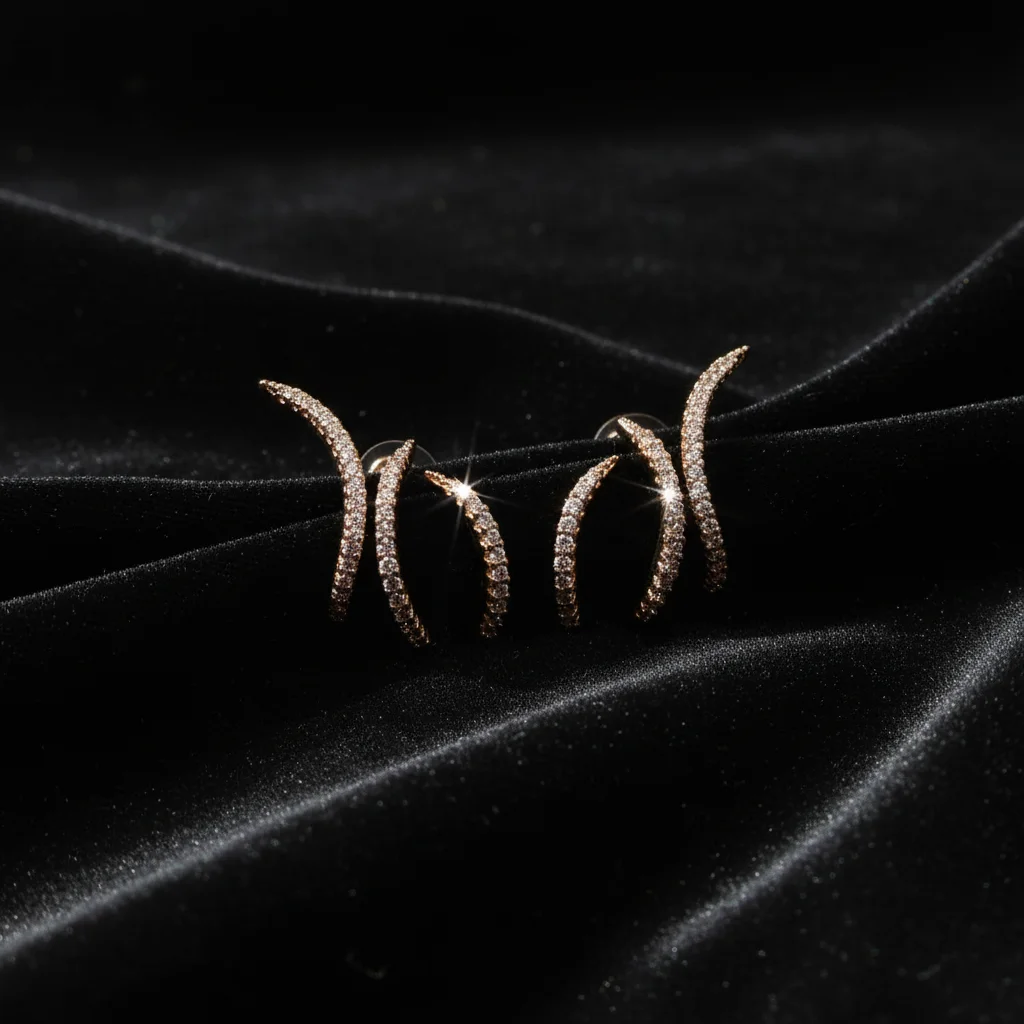 Aurora Rose Gold Curved Claw Earrings