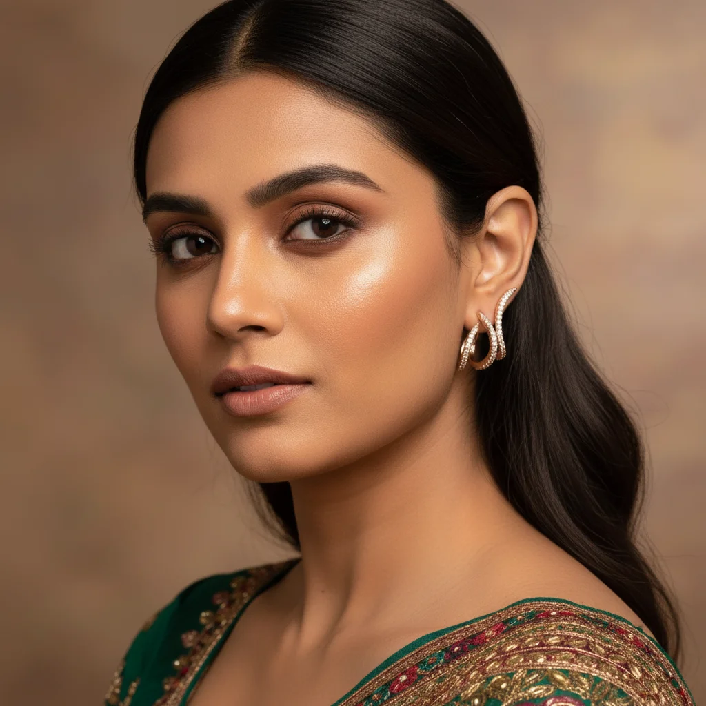 Aurora Rose Gold Curved Claw Earrings - View 2