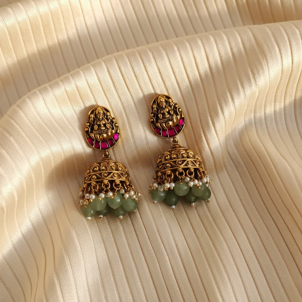 Lakshmi Temple Filigree Jhumkas
