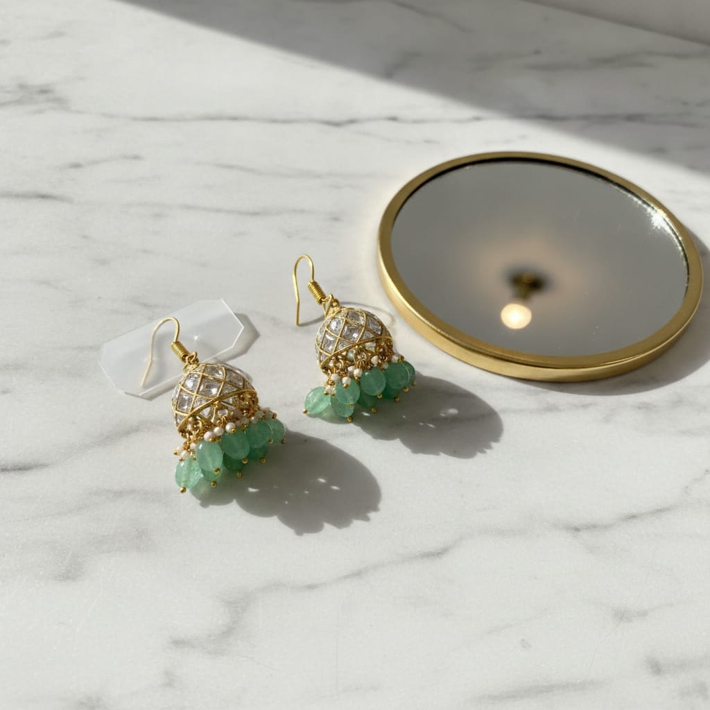 Veda Kundan Lattice Jhumkas