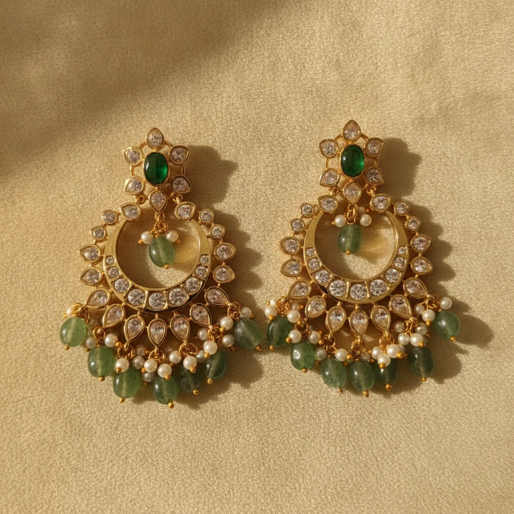 Emerald Radiance Kundan Chandbalis