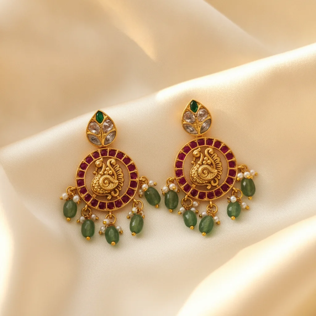 Mayura Antique Gold Peacock Earrings