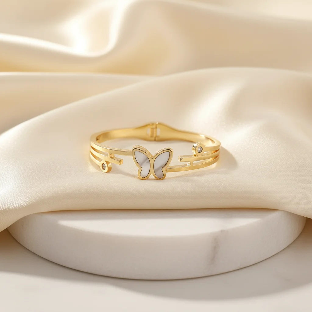 Mariposa Shell-Inlay Kids Bangle - View 2