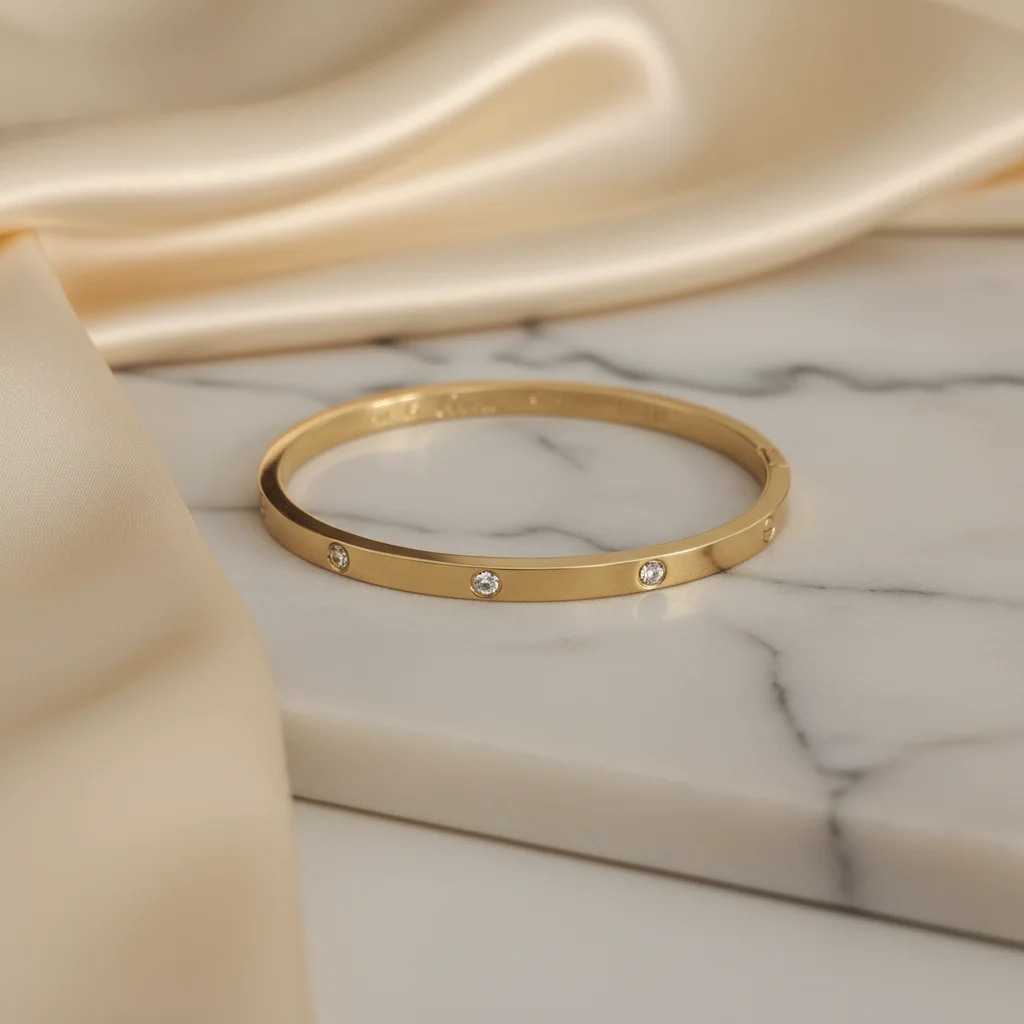 Iconic Gold Crystal Screw Bangle - View 2
