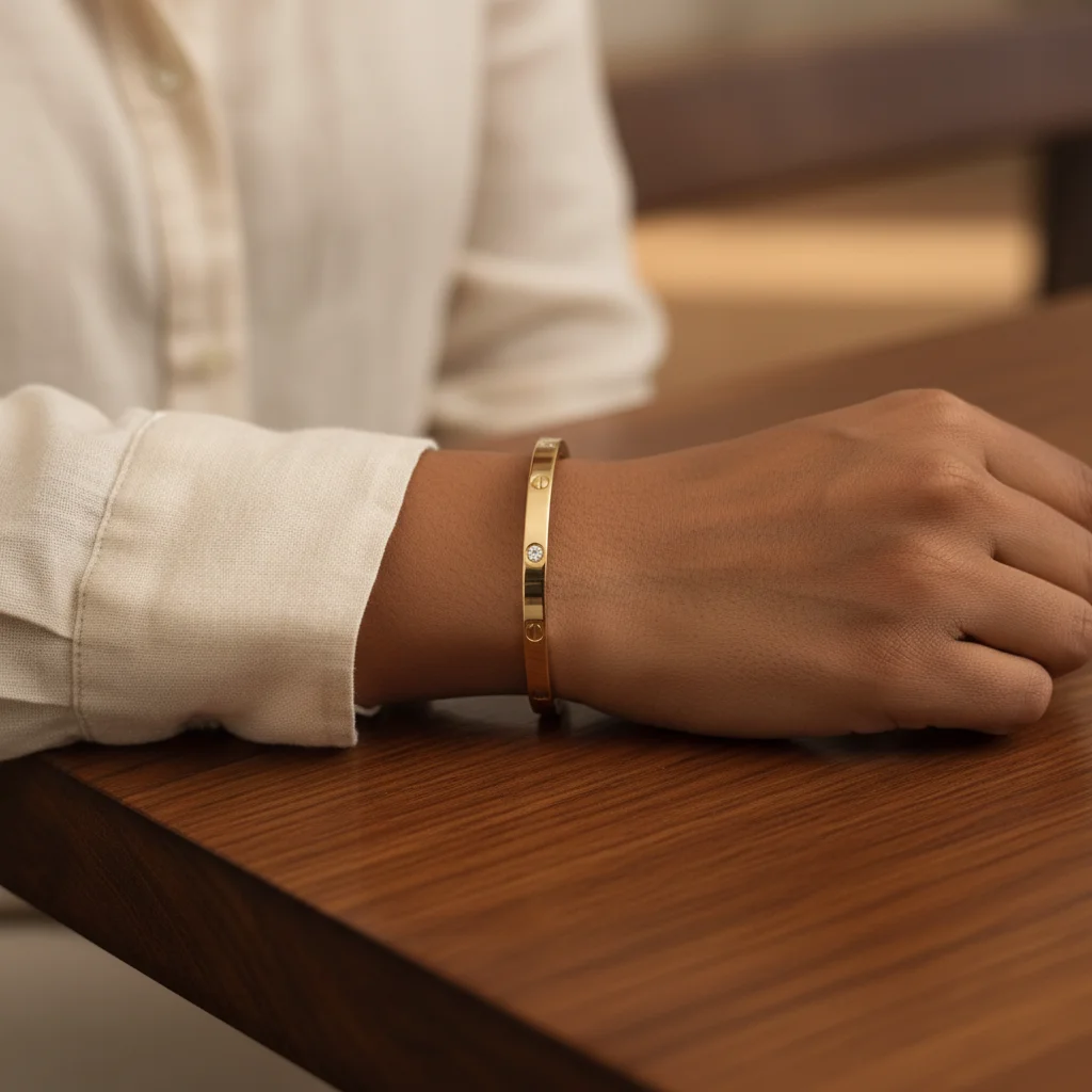 Iconic Gold Crystal Screw Bangle