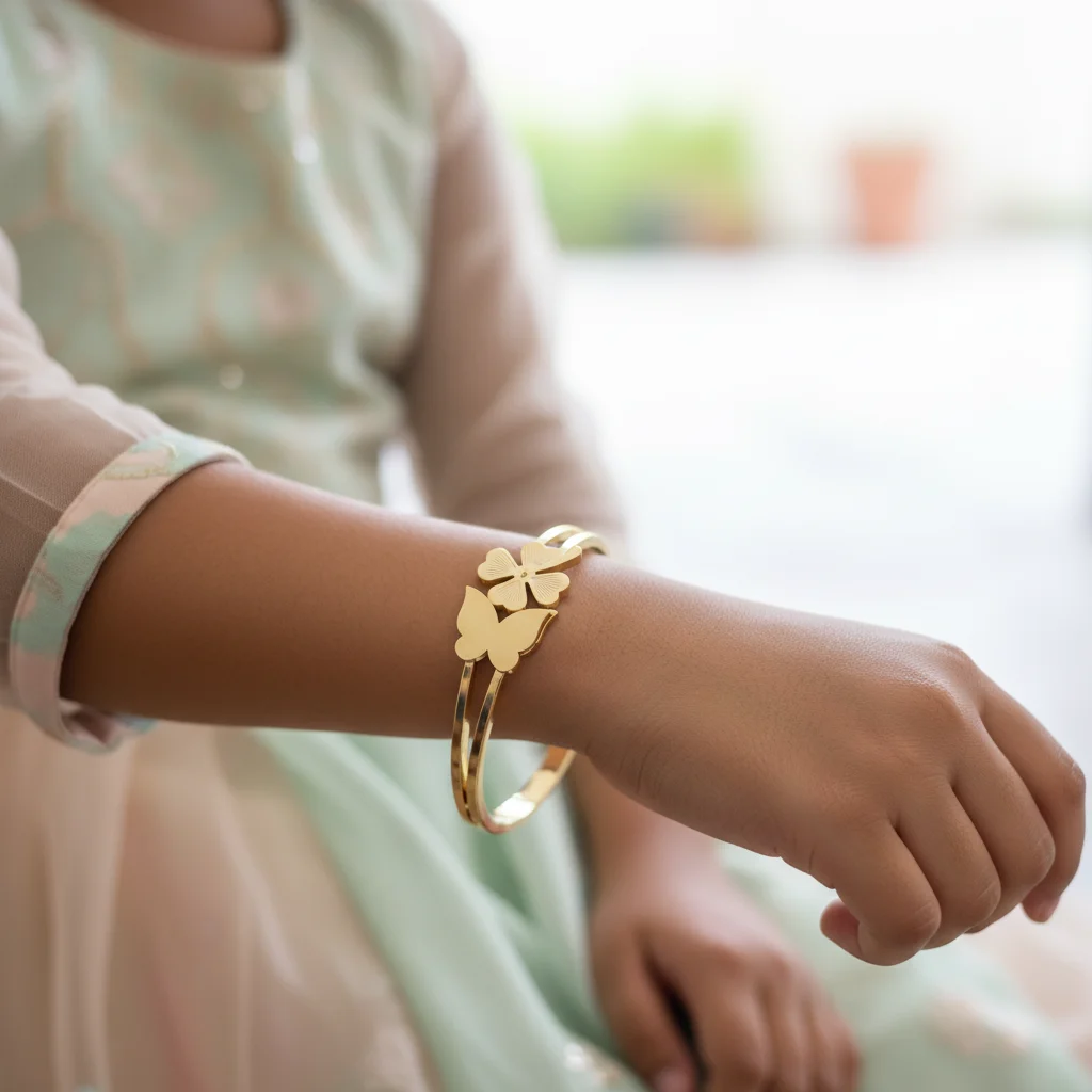 Butterfly & Clover Charm Kids Bangle