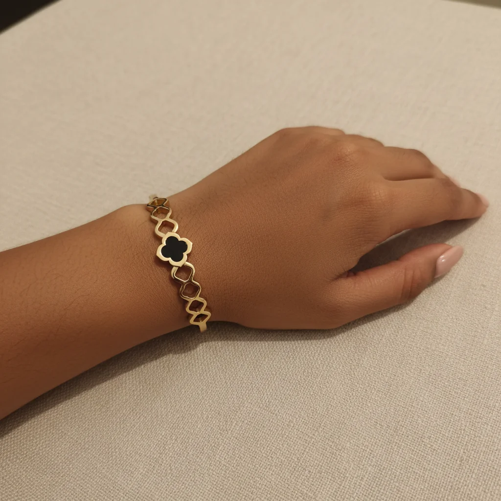 Midnight Clover Geometric Bangle - View 2