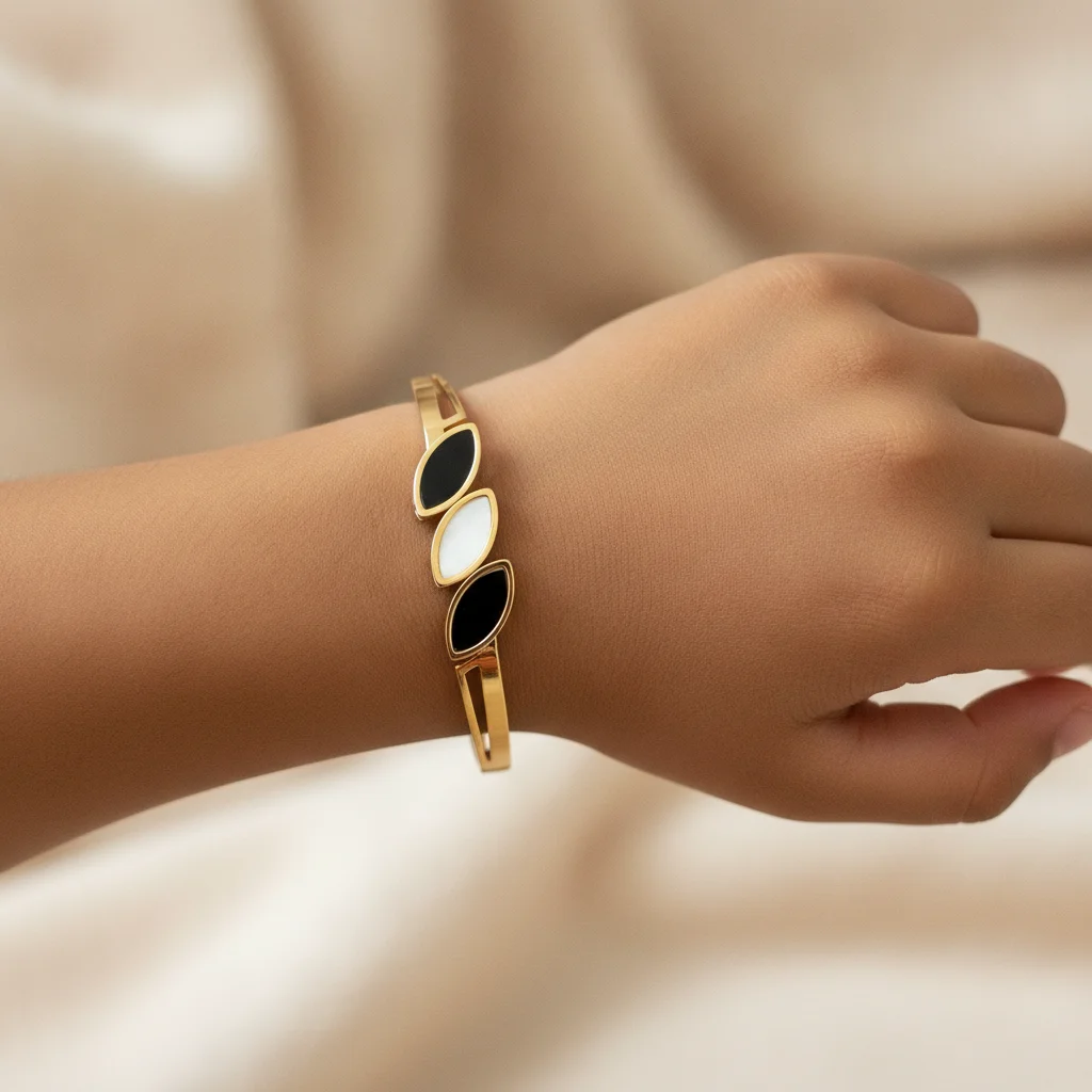 Kids Marquise Enamel Gold Bangle