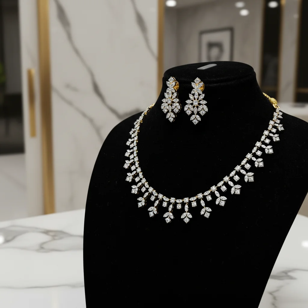Regal Fringe American Diamond Necklace Set