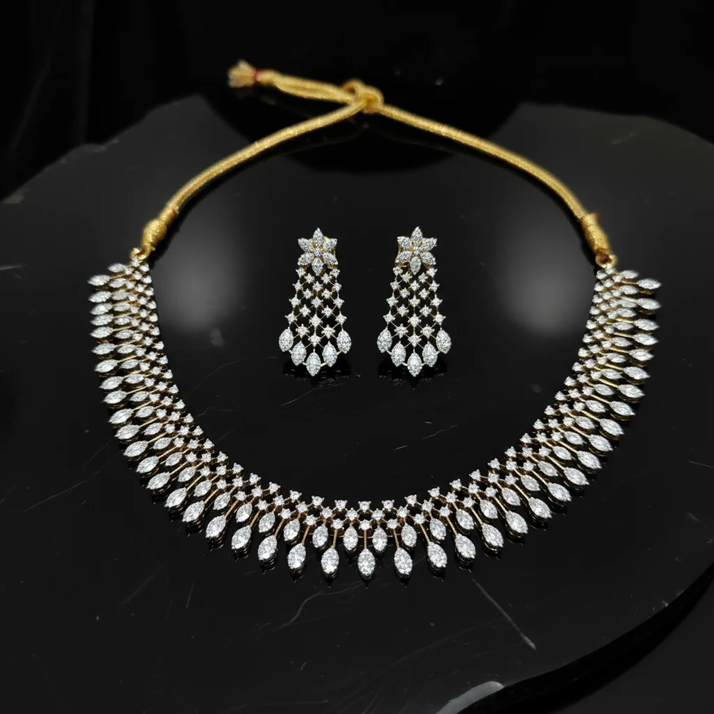 Royal Marquise CZ Fringe Necklace Set