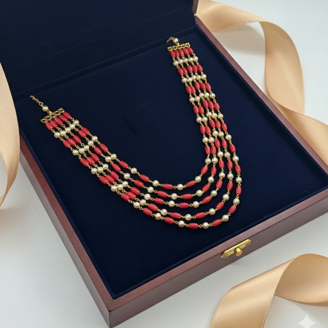 Coral Harmony Pearl Mala Set - View 2