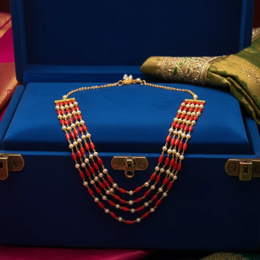 Coral Harmony Pearl Mala Set - View 3