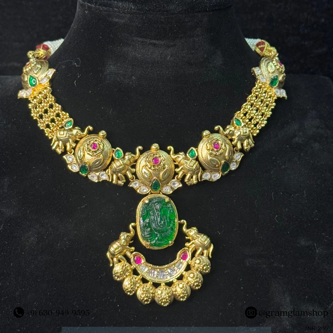 Divine Ganesha & Elephant Heritage Necklace Set - View 4