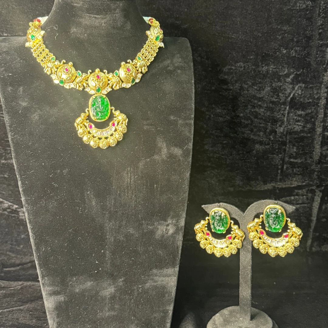 Divine Ganesha & Elephant Heritage Necklace Set - View 5