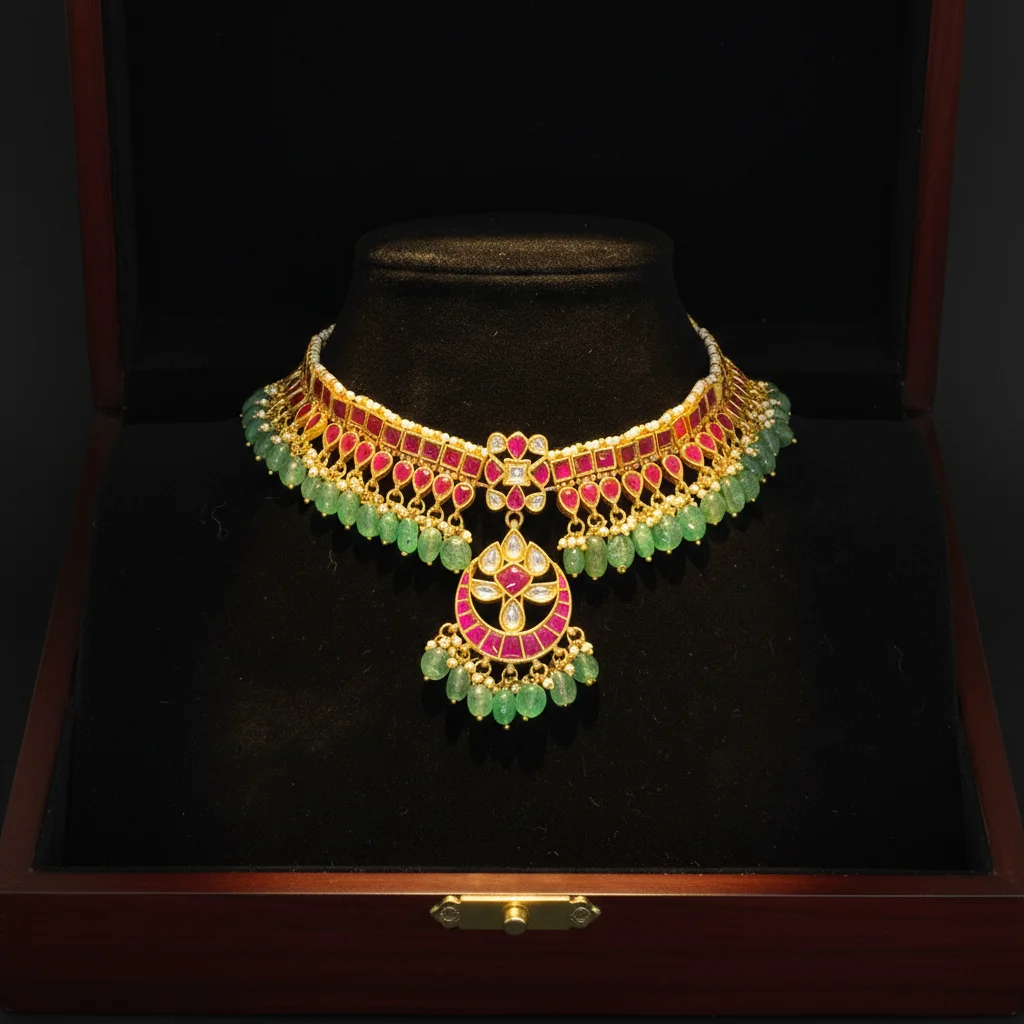 Aavya Regal Kundan & Emerald Choker