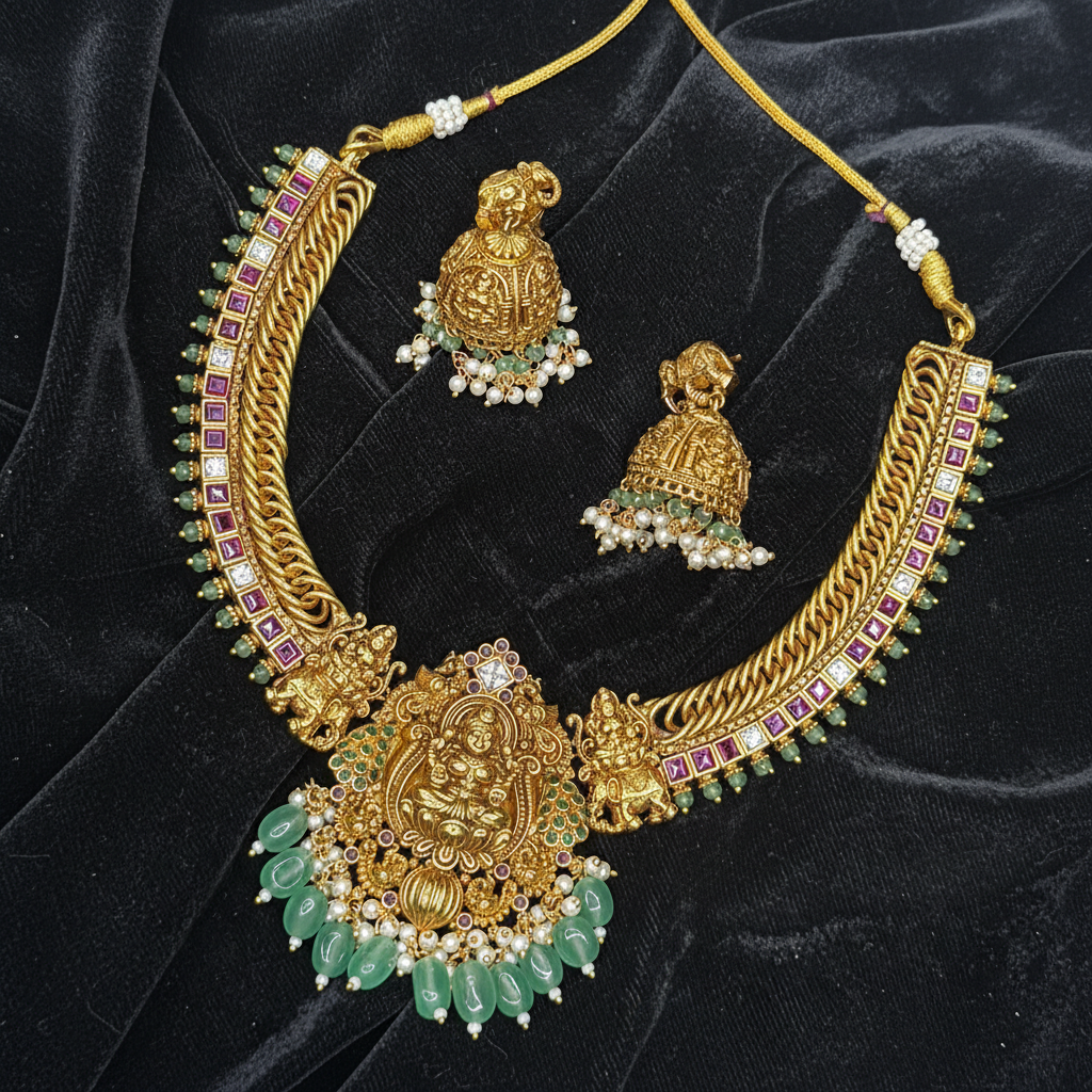 Lakshmi Vaibhav Temple Choker Set - View 2