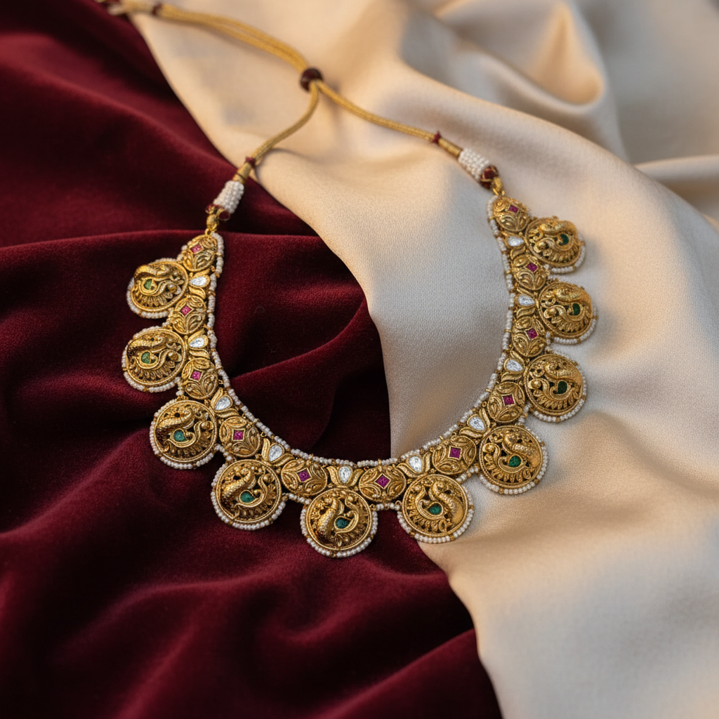 Royal Peacock Antique Matte Necklace