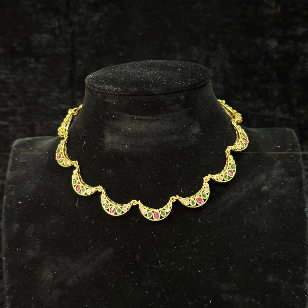 Crescent Bloom Gemstone Necklace - View 2