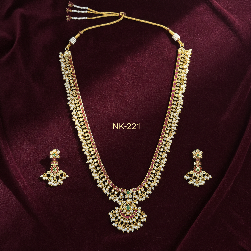 Vanya Heritage Ruby and Pearl Haar Set