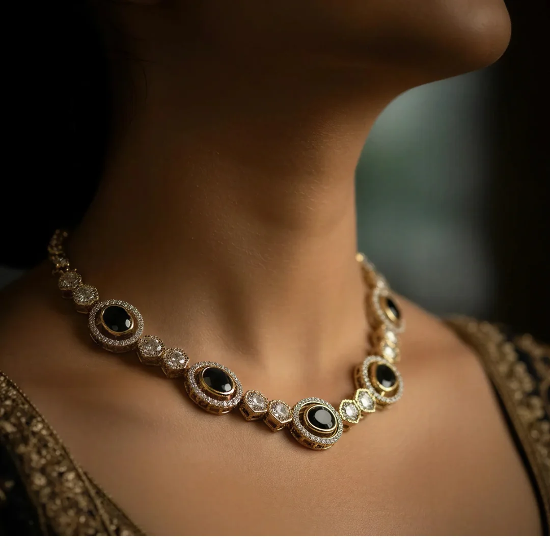 Midnight Onyx Halo Necklace