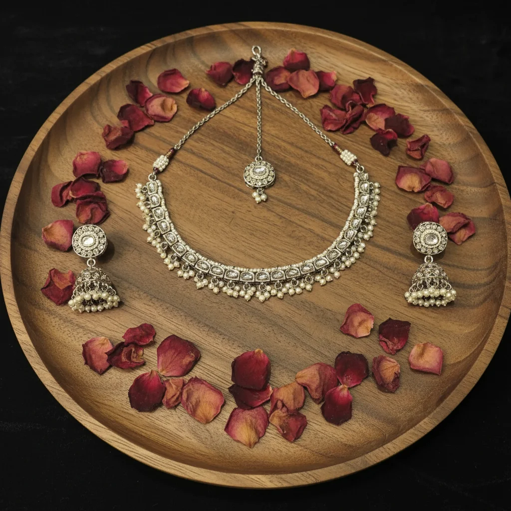 Imperial Kundan Choker Set with Pearl Accents - View 2