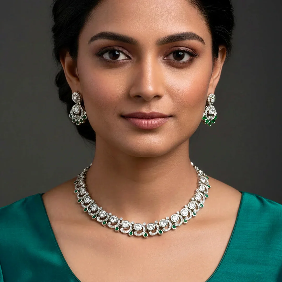 Celestial Emerald Scroll Necklace Set