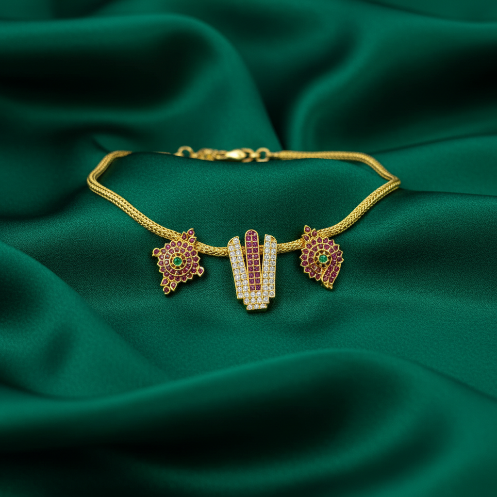 Vaibhav Namam Ruby Mesh Necklace