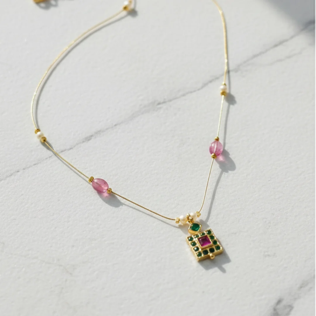 The Verdant Rose Delicate Wire Necklace - View 2