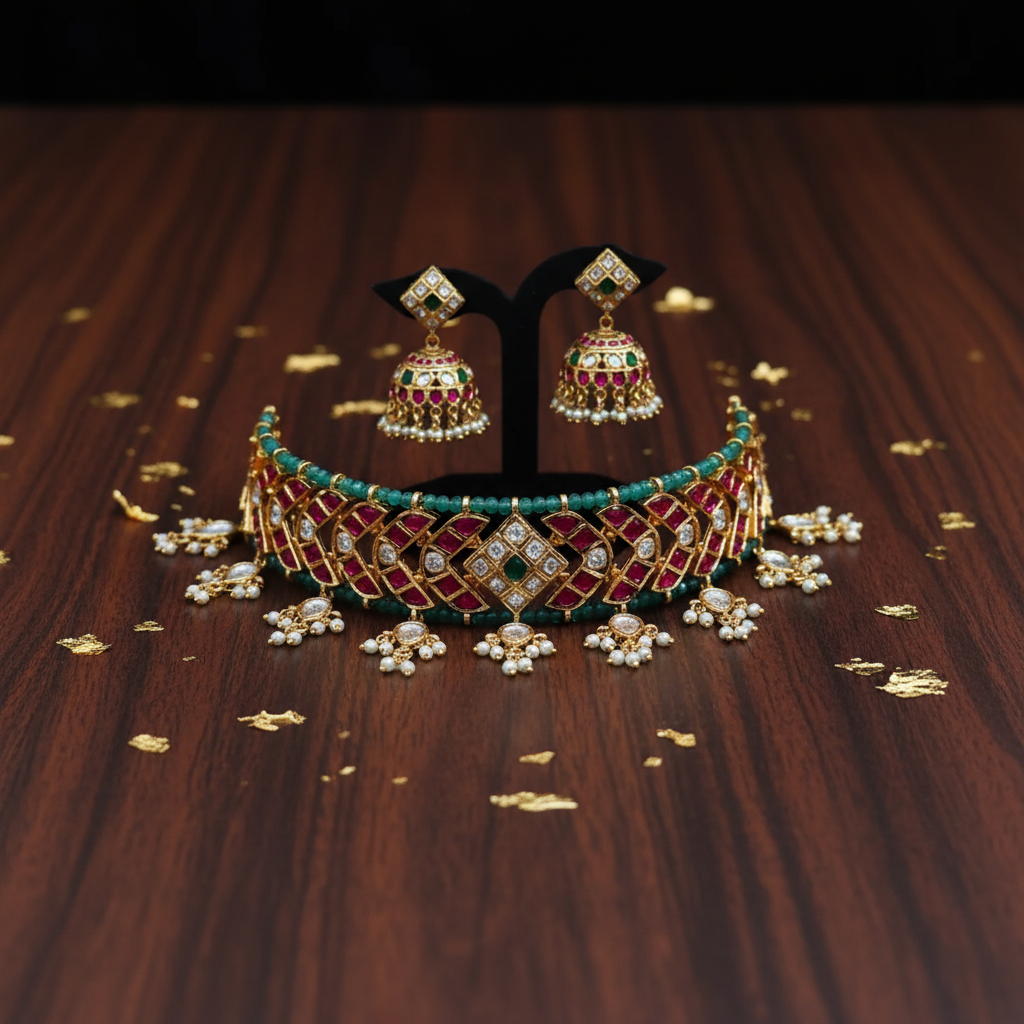 Regal Heritage Kundan Choker Set - View 2