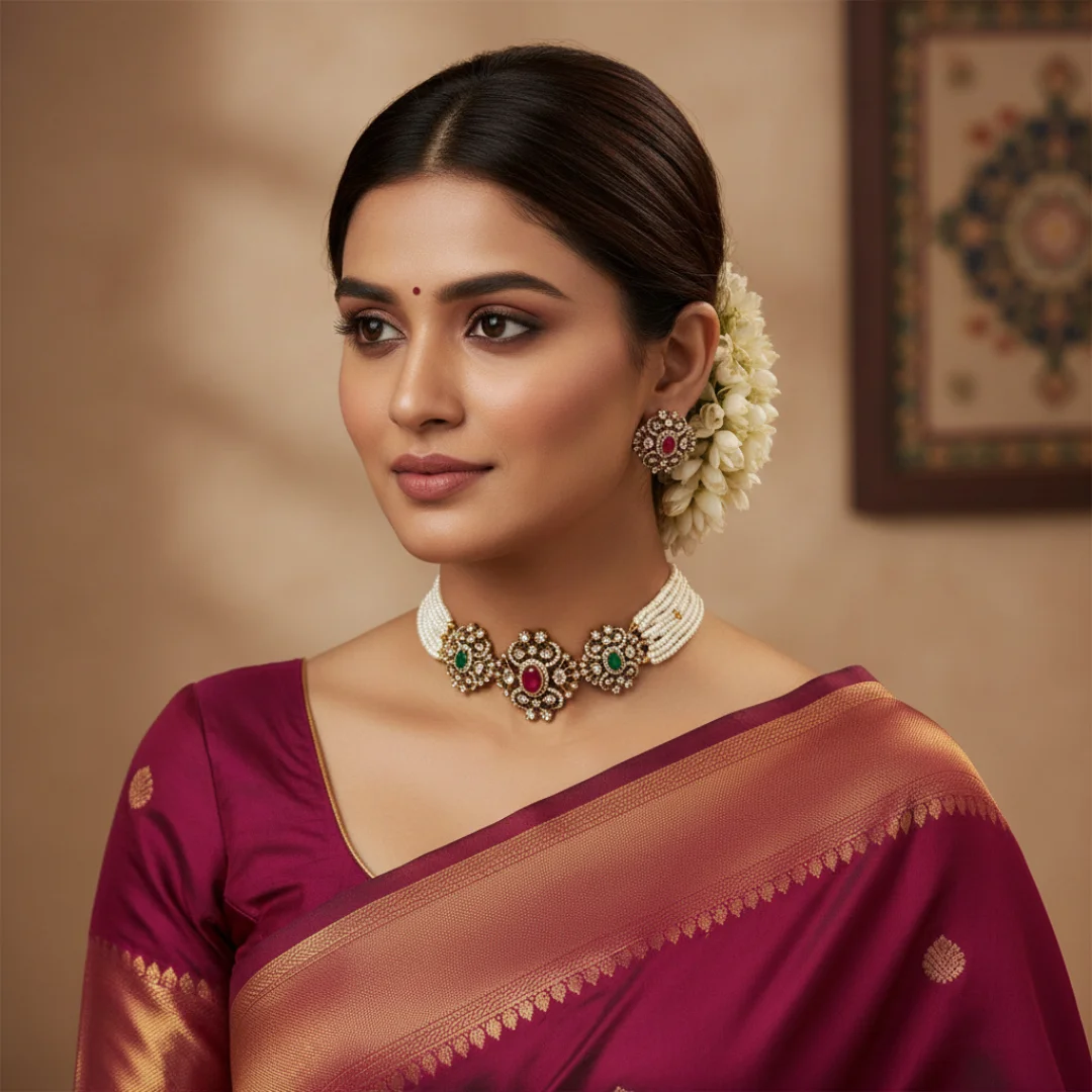 Royal Heritage Kundan Pearl Choker