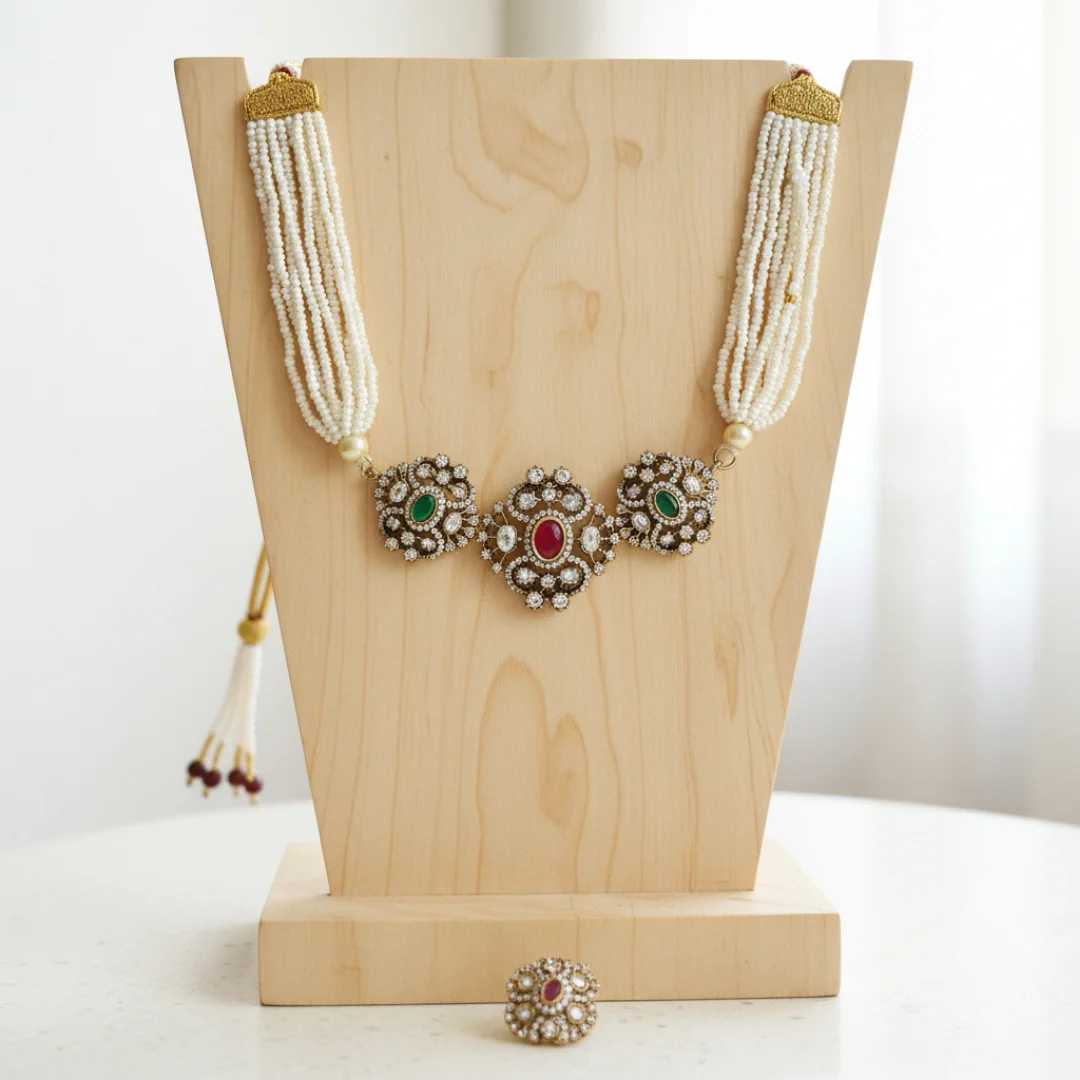 Royal Heritage Kundan Pearl Choker - View 2