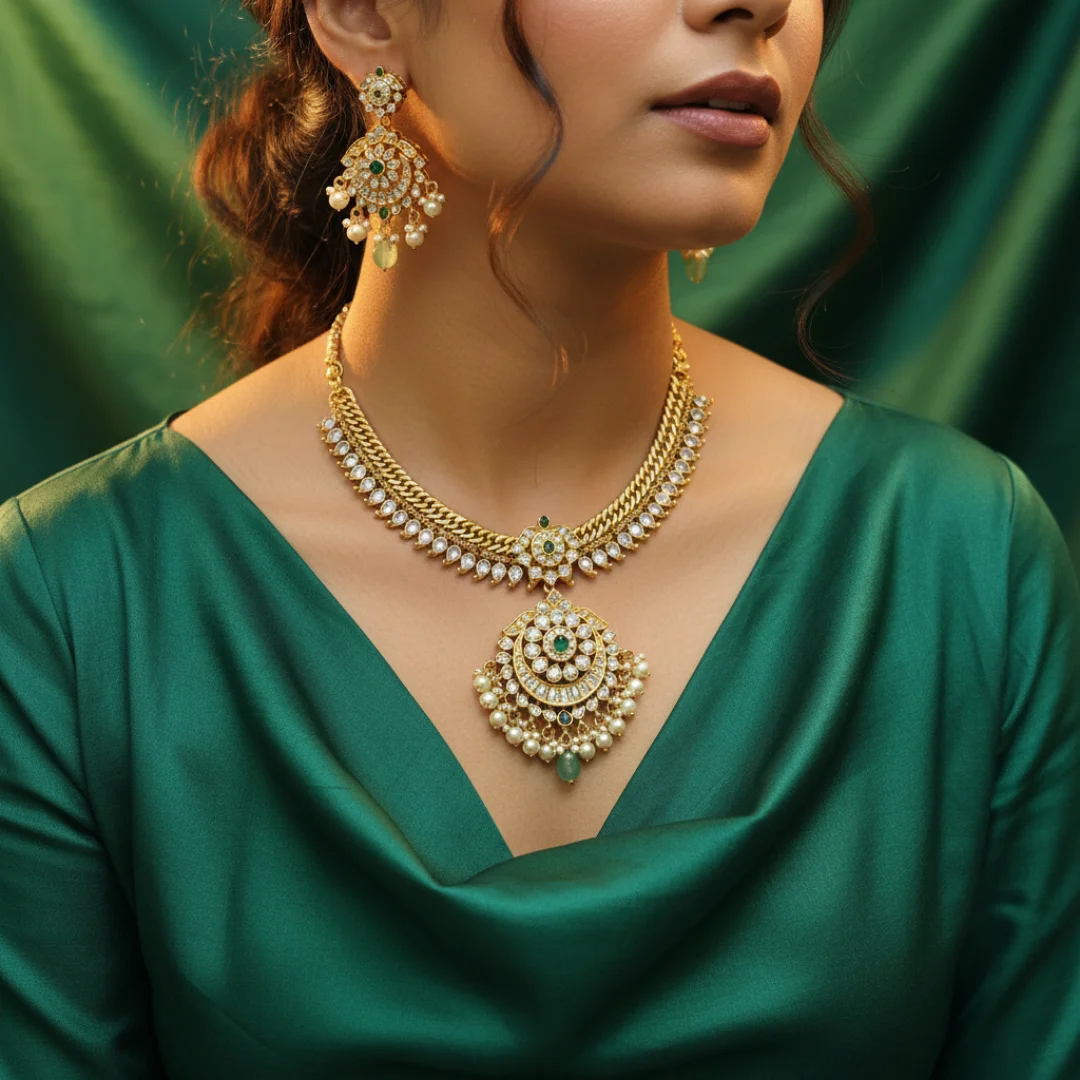 Majestic Rajwada Kundan Necklace - View 3