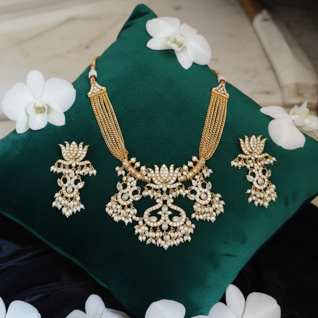 Vana Rani Kundan Long Necklace Set - View 2