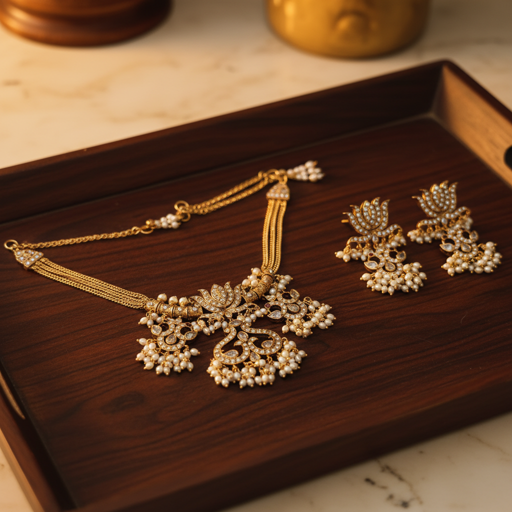 Vana Rani Kundan Long Necklace Set - View 3