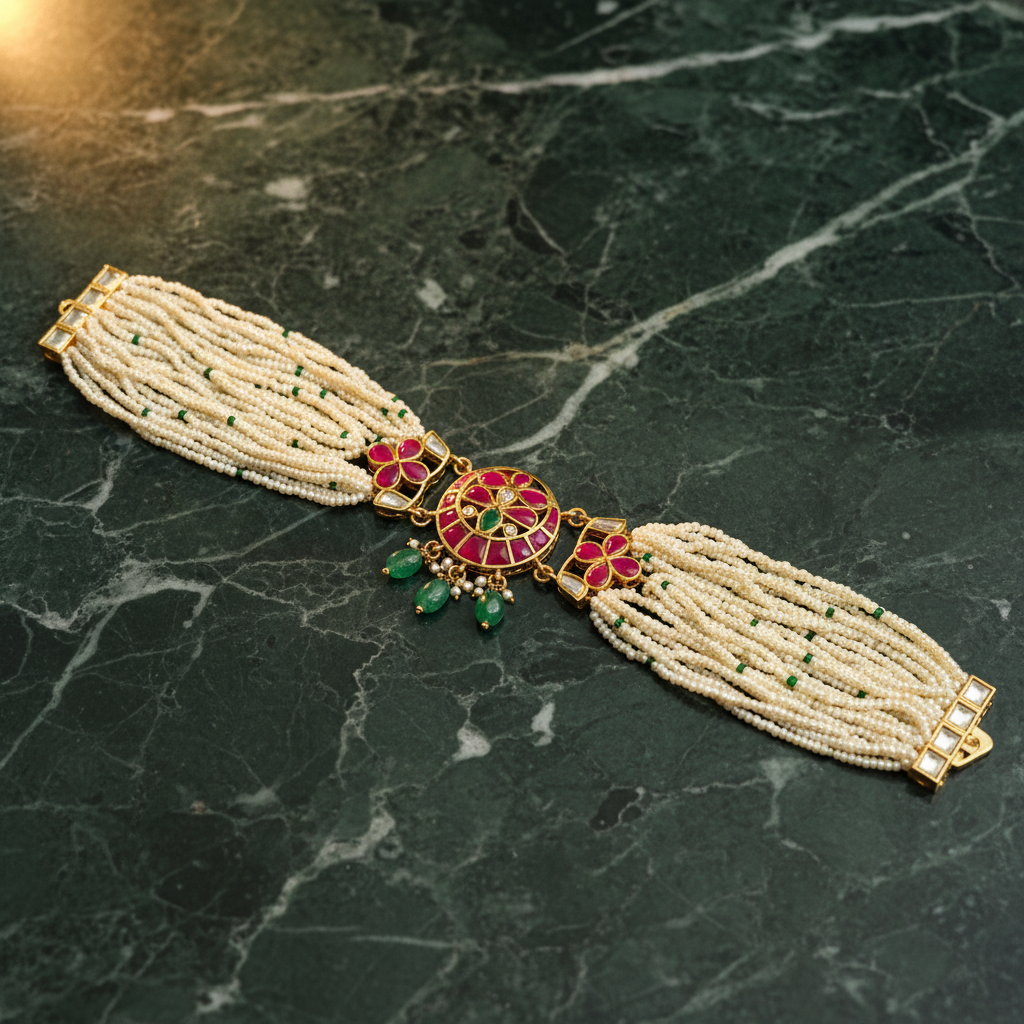 The Gulnaz Pearl Mosaic Choker - View 2