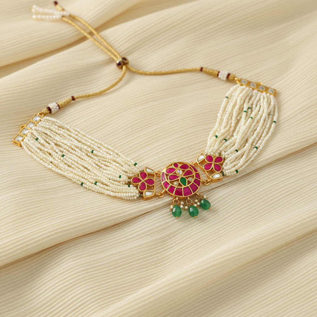 The Gulnaz Pearl Mosaic Choker