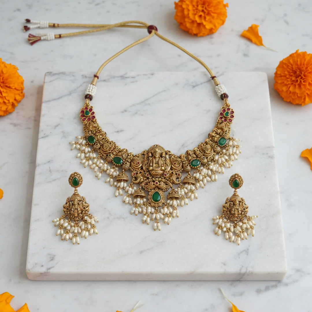 Majestic Lakshmi Temple Statement Set