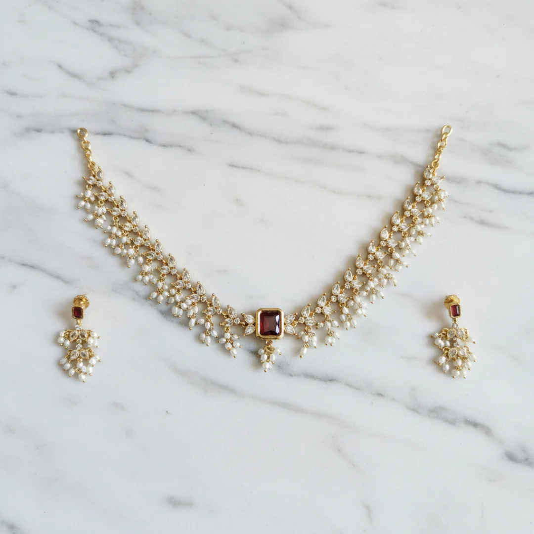 The Vasudha Floral Kundan Set - View 2