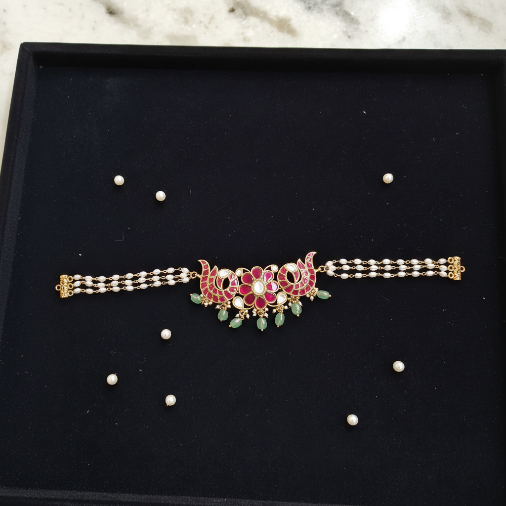 The Vrinda Ruby & Pearl Choker - View 2