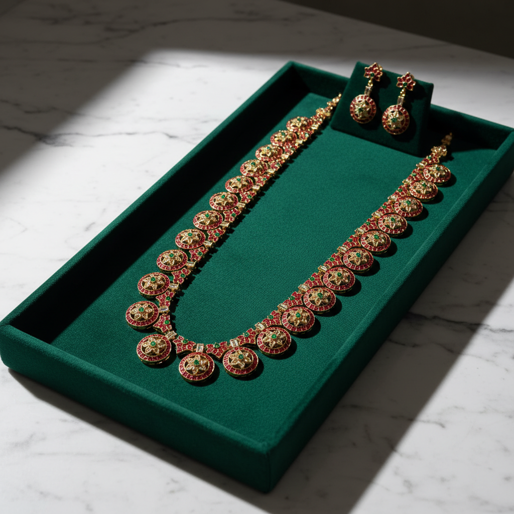 Heritage Blossom Enamel Necklace Set - View 2