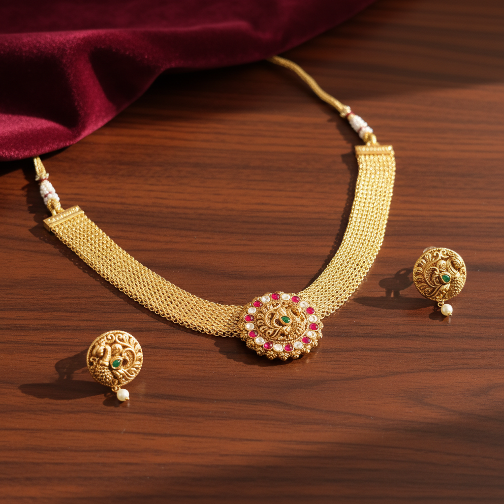 Peacock Mandala Mesh Choker Set - View 2